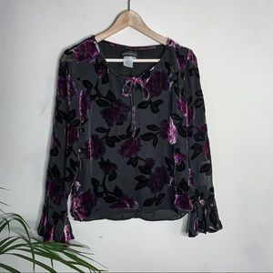 VINTAGE BURNOUT VELVET BLOUSE